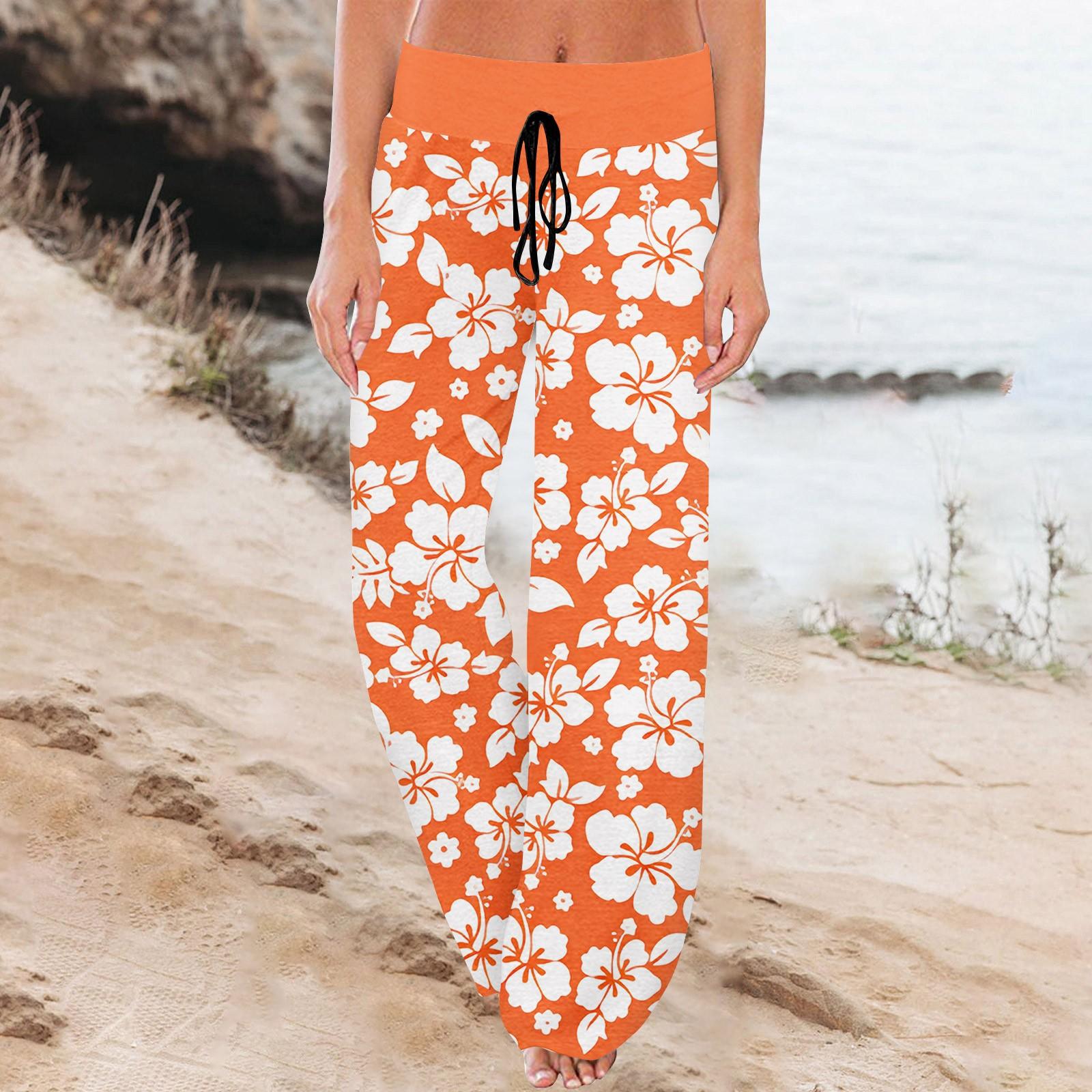 

Жіночі спортивні штани, штани для сну, широкі штани з принтом на шнурках, повсякденні штани з кишенями L шафрановий