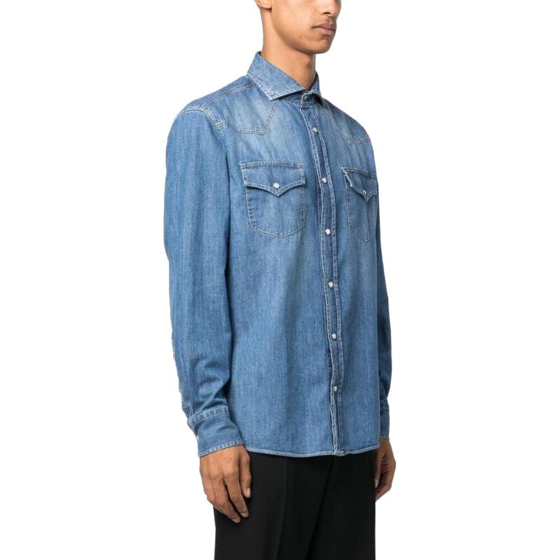 Brunello Cucinelli Shirt Men's Blue MH1924008CCF66