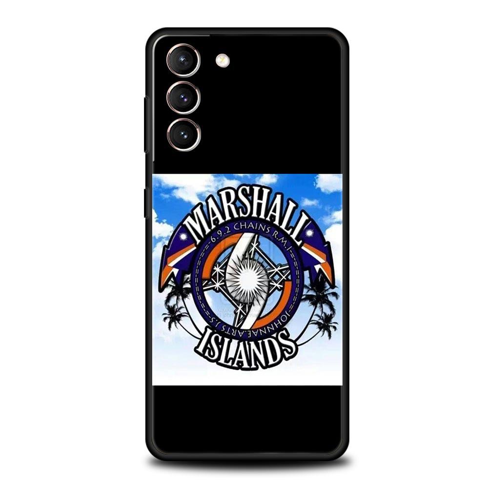 Marshall Islands Flag Soft Phone Case For Samsung Galaxy S25 Edge S24 Plus S23 FE S22 S21 S20 Ultra 5G S10 Black Protect Cover