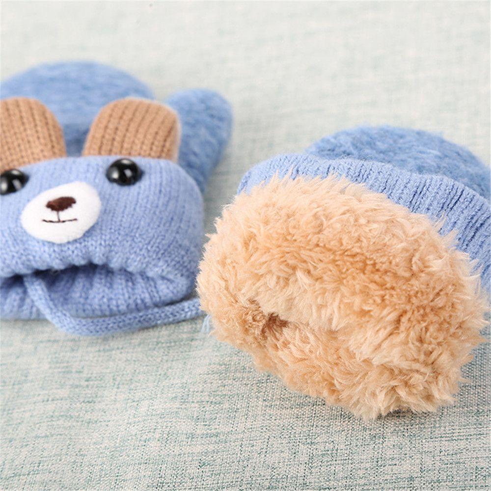 New Hot Baby Newborn Boys Girls Kids Gloves Thick Warm Knitted Mittens Cute Cartoon