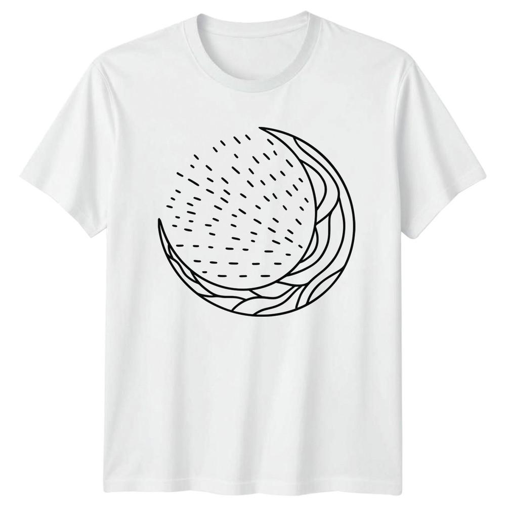 Crescent Moon Abstract Art Ocean TShirt Celestial Nature Art S