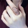 Russia 585 Purple Gold Wide Version Hollow Ring Korean Version Rose Gold Plated Open Ring Women'S Model