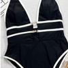 1011 New One-piece Swimsuit Women's European and American Deep V Sexy Backless Strap Swimsuit Ins Wind Swimsuit