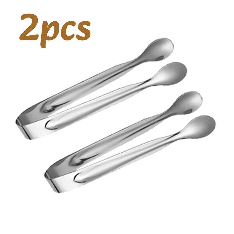 1-4pc Stainless Steel Ice Sugar Tongs Food Clips Coffee Cubes BBQ Meat Tong Bread Food Clamp Restaurants Home Mini Kitchen Tool