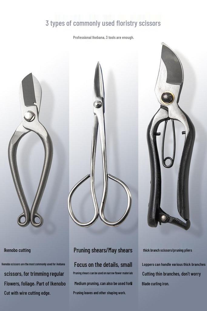 Ikenobo Florist Japanese-Chinese Composite Steel Shears: Gardening, Pruning, Carving, and Flower Arranging Scissors.