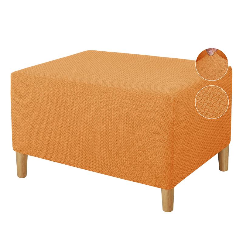 1PC Rectangle Protector Elastic Jacquard All-inclusive Ottoman Cover Solid Color Home Decor Anti Slip Footstool Cover