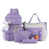 4-5 Piece Canvas Backpack Set for Students: Cute Carrot & Rabbit Design, Perfect for Girls & Boys In Primary & Junior High School