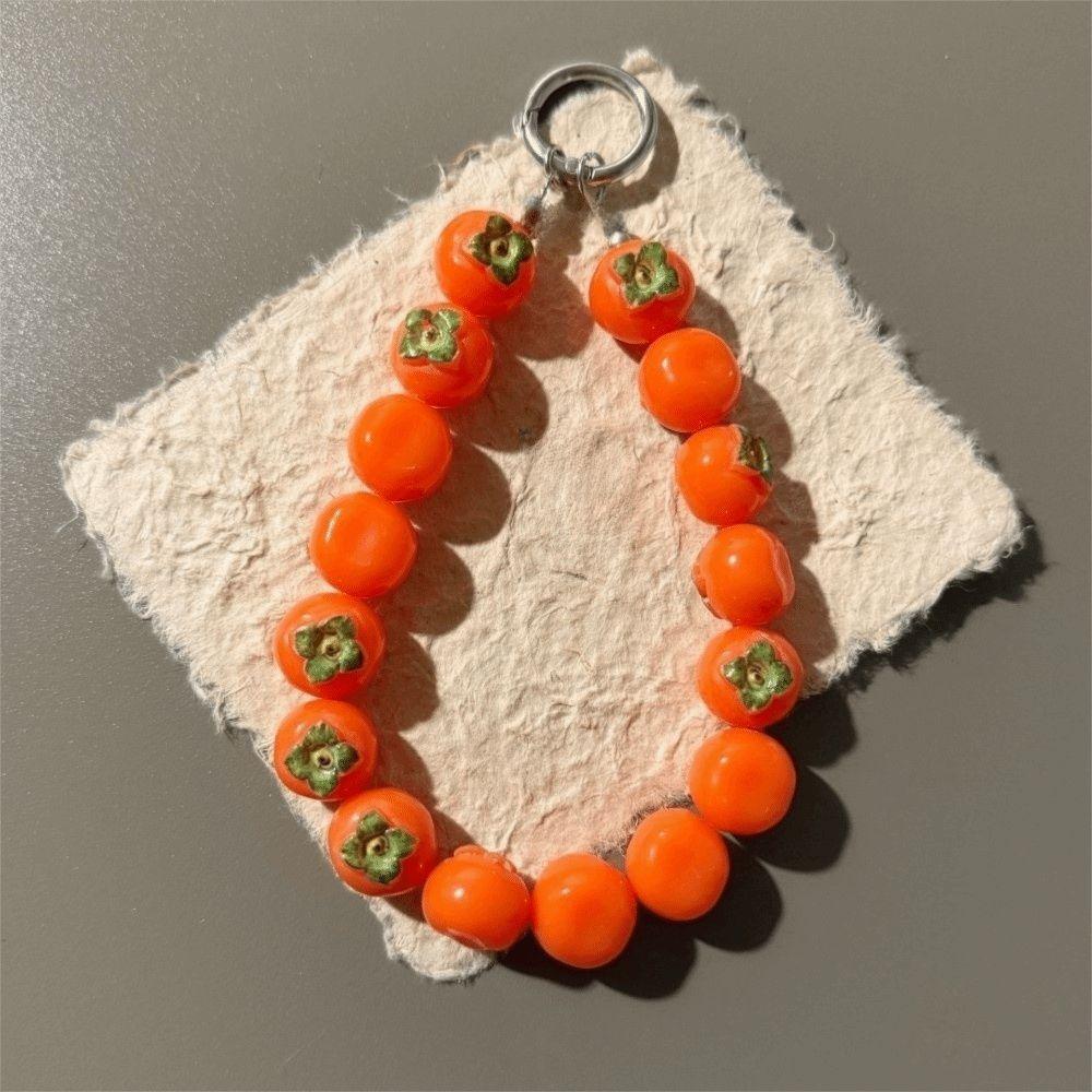 Exquisite Bag Charm Strawberry Mobile Phone Chain Trendy Fruit Beads Keychain  Daily