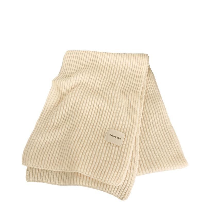 Solid color knitted scarf women's autumn and winter season Korean version of round neck student wool versatile warm thick scarf couple tide