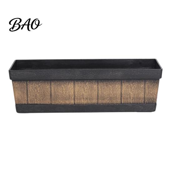 Thickened Durable Plant Containers 18 Inch Rectangular Planter Box, Imitation Wood Grain Window Box Planter, Plastic Vegetables Portable Flower
