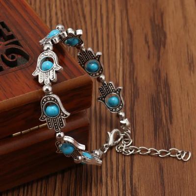 Tenande 2 Kleuren Vintage Natuursteen Kralen Hamsa Hand Boze Oog Armbanden & Bangles voor Vrouwen Sieraden Boheemse Maxi Bijoux