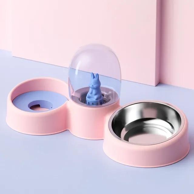 New Dog  Cat Bowl Double Bowl Cat Automatic Feeder Dog Bowl Stainless Steel  Pet Water Dispenser Pet Supplies
