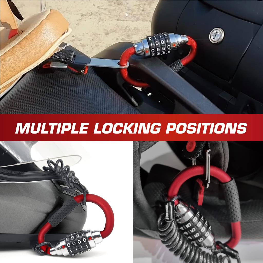 RADIKAL RK540R Motorcykelhjälmslås, PIN-karbinhake, Stöldskydd med Kabel, Cykelkarbinhake Lås, Stöldskyddslås, Hjälmspänne T-adapter
