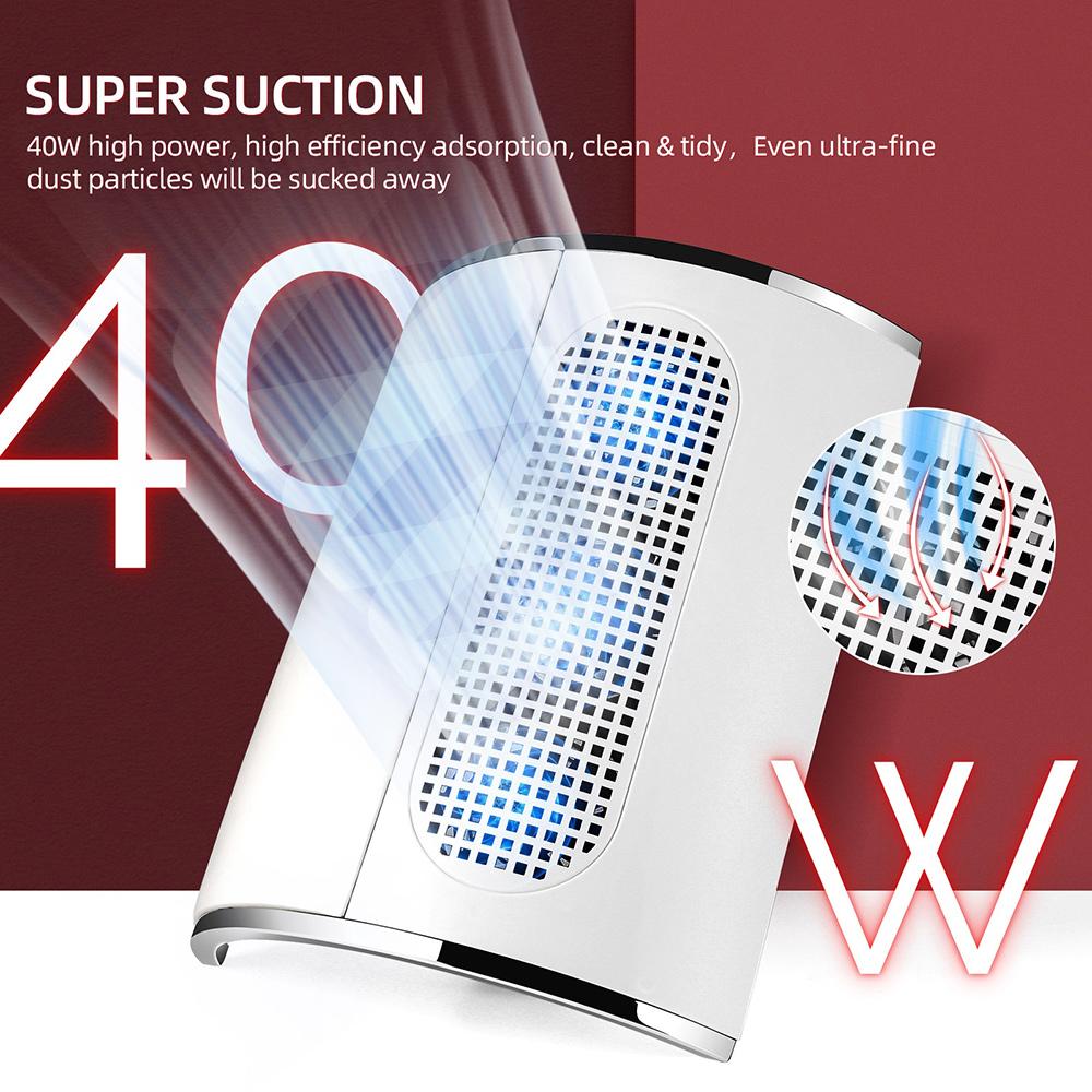 3 Fans Powerful Nail Dust Collector 40W High Suction Professional Nail Dust Extractor 2-Hands Nail Vacuum Cleaner For Manicure