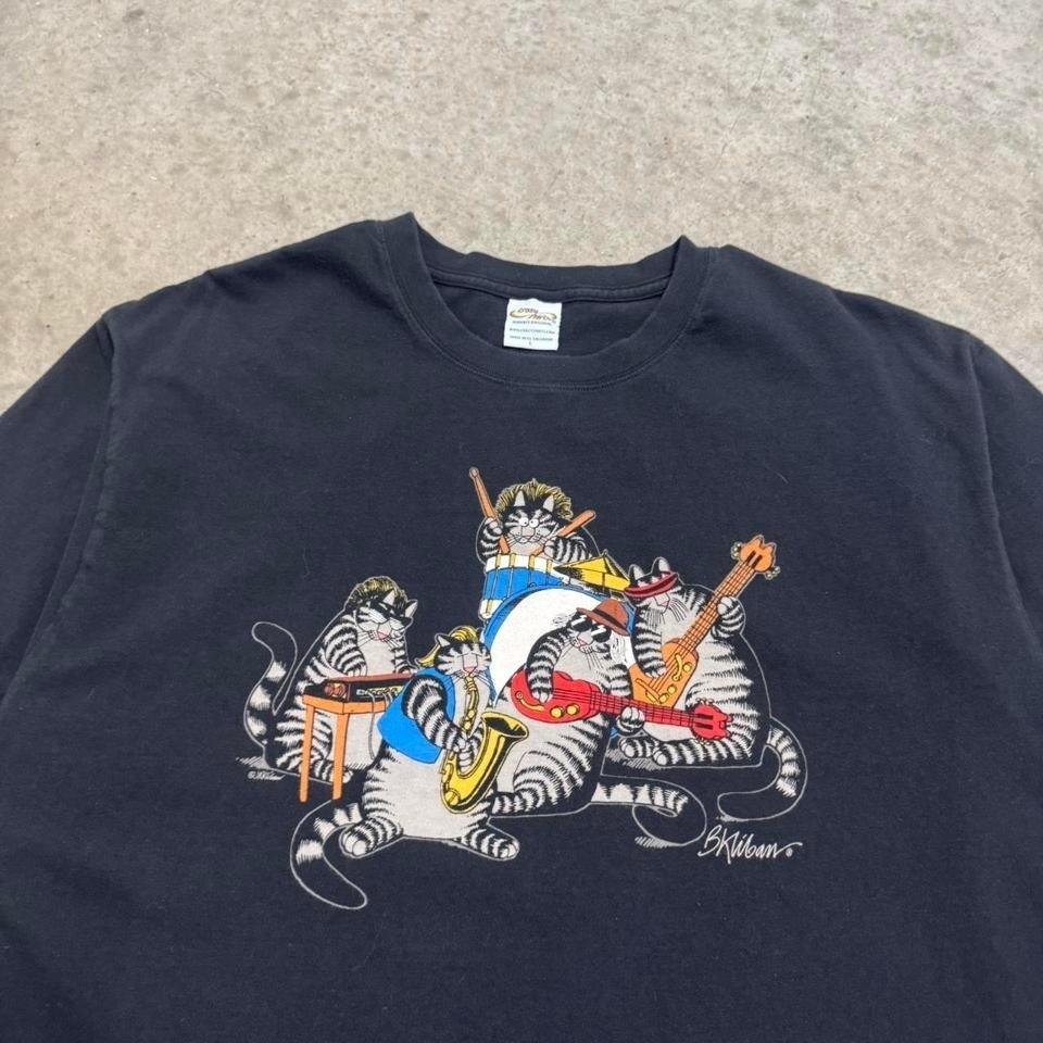Vintage 90s Crazy Shirts B Kliban Cat Rock & Roll Black Mens Large Sex Unisex T-Shirt S
