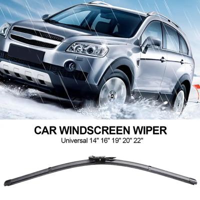 1Pc Automotive Universal U-type Soft Rubber Boneless Wiper HD Quiet Durable Automotive Wiper 16" 18" 19" 21" 22" 24"