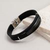 DPANCO Simple Blank Stainless Steel Rhodium Plated Magnetic Buckle Geometric Design PU Leather Men's Cuff Bracelets Fashion