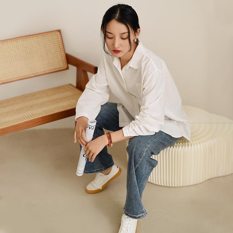 Women's 1116 Autumn New White Shirt Women's Loose Casual Versatile Women's Shirt Literary Women's Top Wholesale