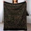 Shakespeare Insults Dark - Revised Edition (by Incognita) Throw Blanket Ultra Soft Flannel Fleece Blanket for All Seasons