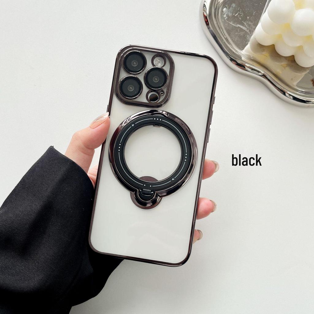Magnetic Bracket for Apple 15 Mobile Phone Case Lens Film iPhone 13/14 ProMax Soft Shell Tide, Transparent Design