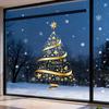 1pc Golden Christmas Tree Printed Electrostatic Sticker Christmas Decoration Sticker for Bedroom Living Room Window Decoration