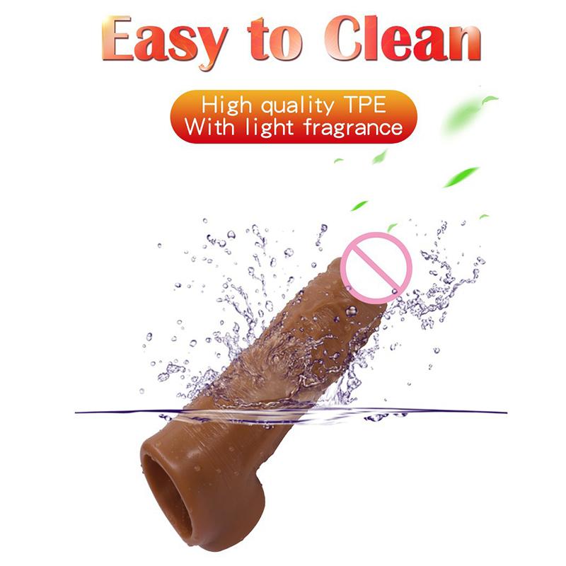 Realistic Silicone Penis Extender Sleeve Delay Ejaculation Reusable Condoms Sex Toys For Men Cock Sleeve