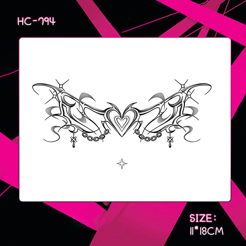 Herbal Semi-Permanent Waterproof Succubus Tattoo Sticker for Women - Long-Lasting, Scar-Covering, High-End Design for Chest, Waist, and Abdomen