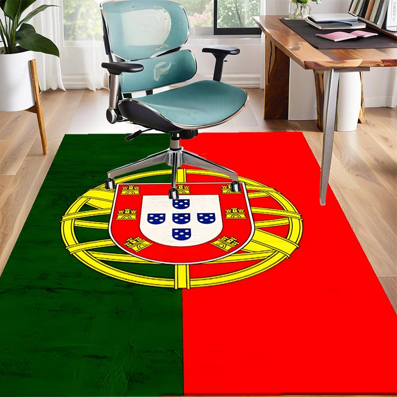 Portugal flag Polyester Carpet, Soft Indoor Mat for Office Chair, Living Room, Computer Desk - Decorative Home Office Rug Design