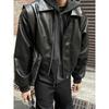 DM Tenacious Men's Retro Boxy Leather Jacket with Padded Shoulders