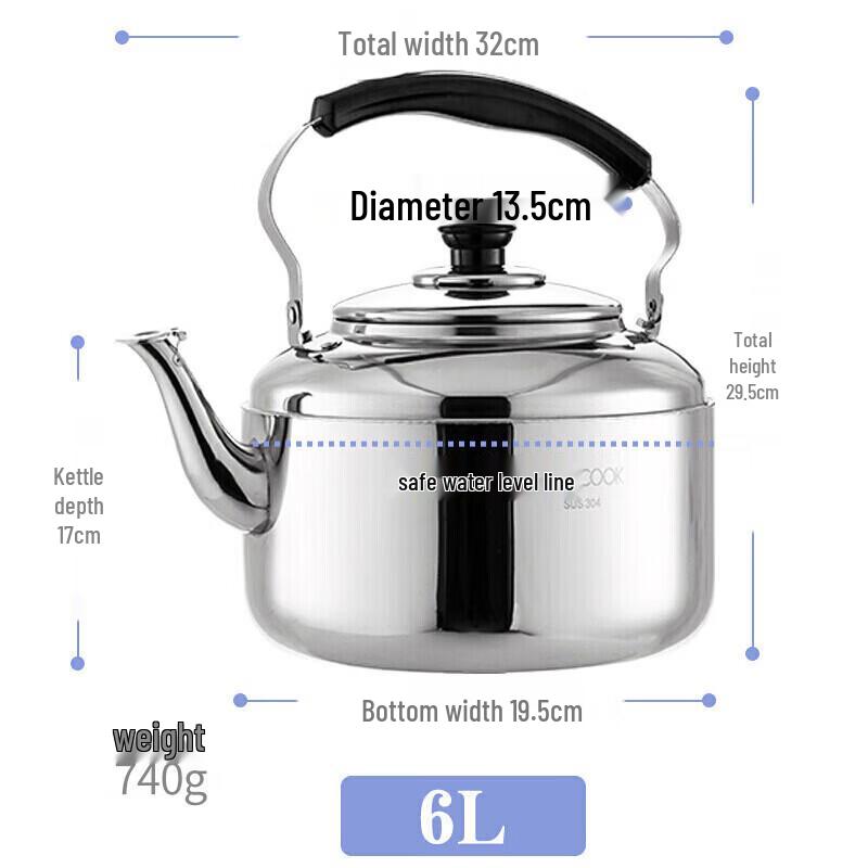 Lijiu Hong 304 Stainless Steel Whistling Kettle 6L