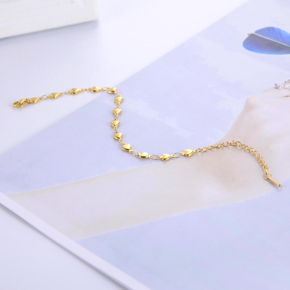 Gold Heart Chain Bracelet for Women Stainless Steel Adjustable Bracelets Summer Jewelry