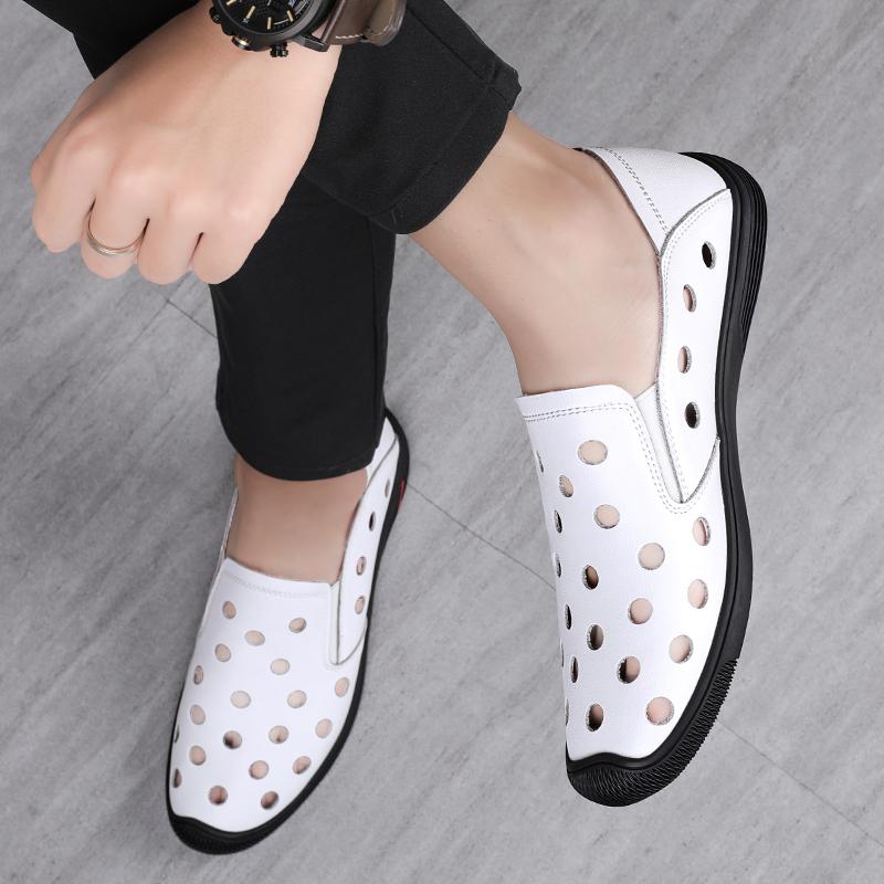 Fashion Genuine Leather Men Casual Shoes Luxury Brand Summer Mens Loafers Moccasins Man Breathable Slip On Driving Shoes Plus Size 38-46