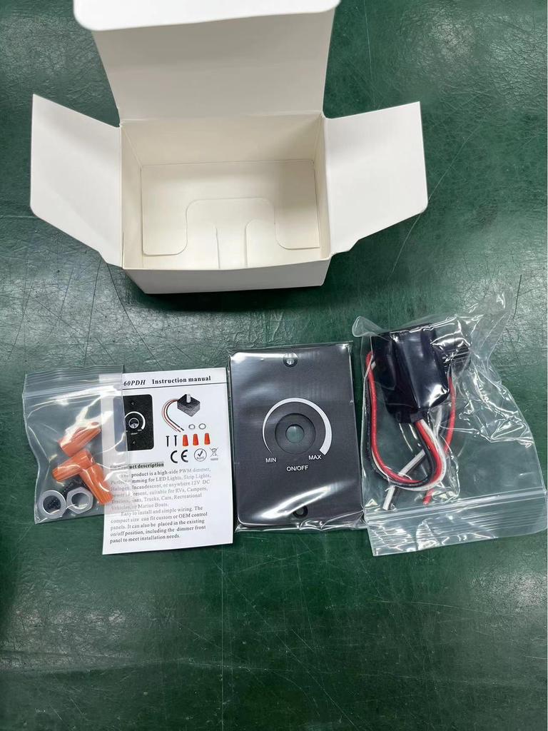 12V 60W High-Side LED Dimmer Switch with Manual Knob - PWM Regulator for Single Color, Ideal for RVs, Vans, Trucks, Boats, 5A.
