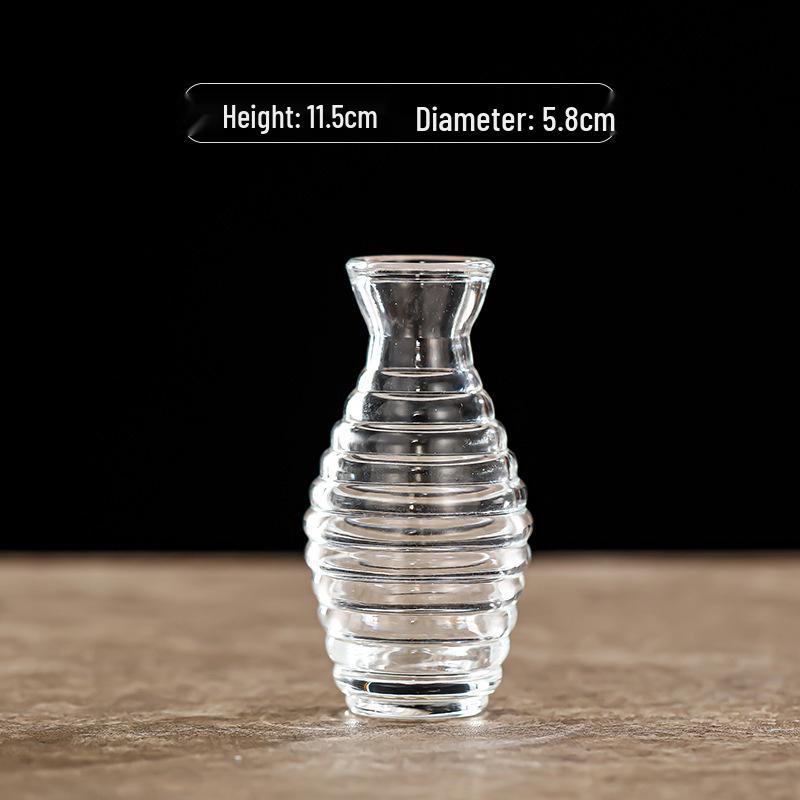Retro Embossed Transparent Glass Vase: French-Inspired Luxury Home Decor for Living Room