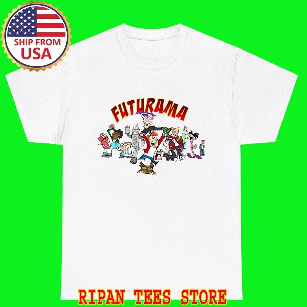 Futurama Cartoon Men s White T-Shirt Tee Top Unisex XL