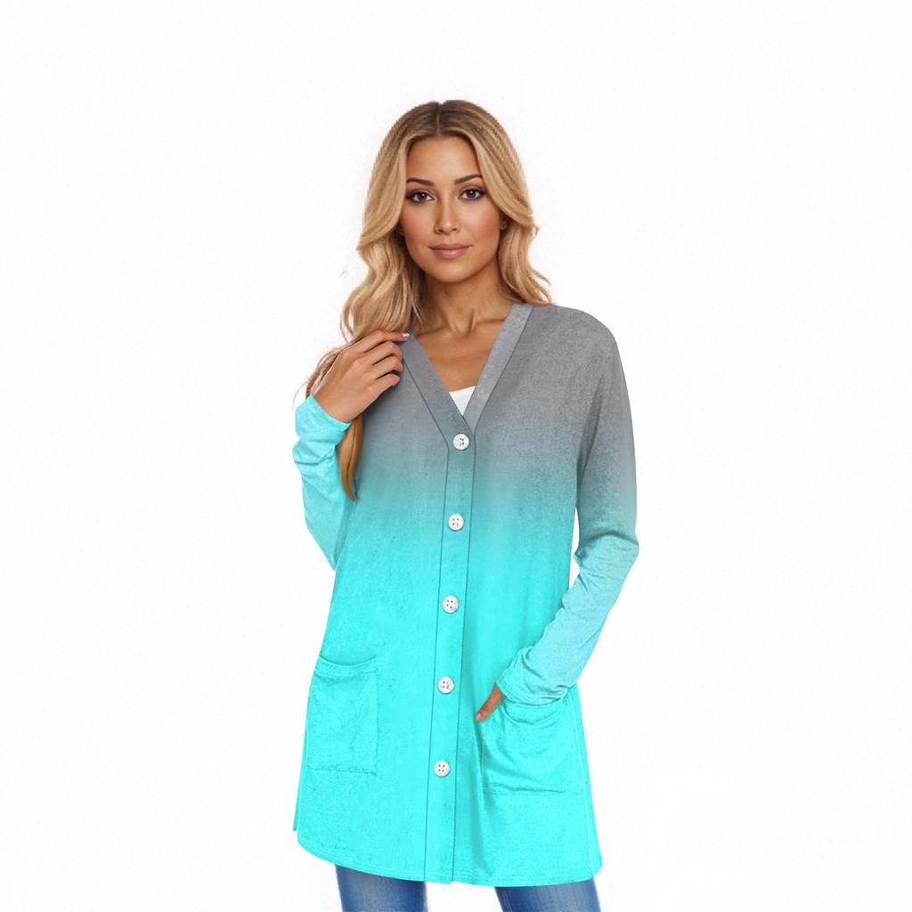 Women's Long Sleeve Cardigan Casual Jacket With Pockets Top