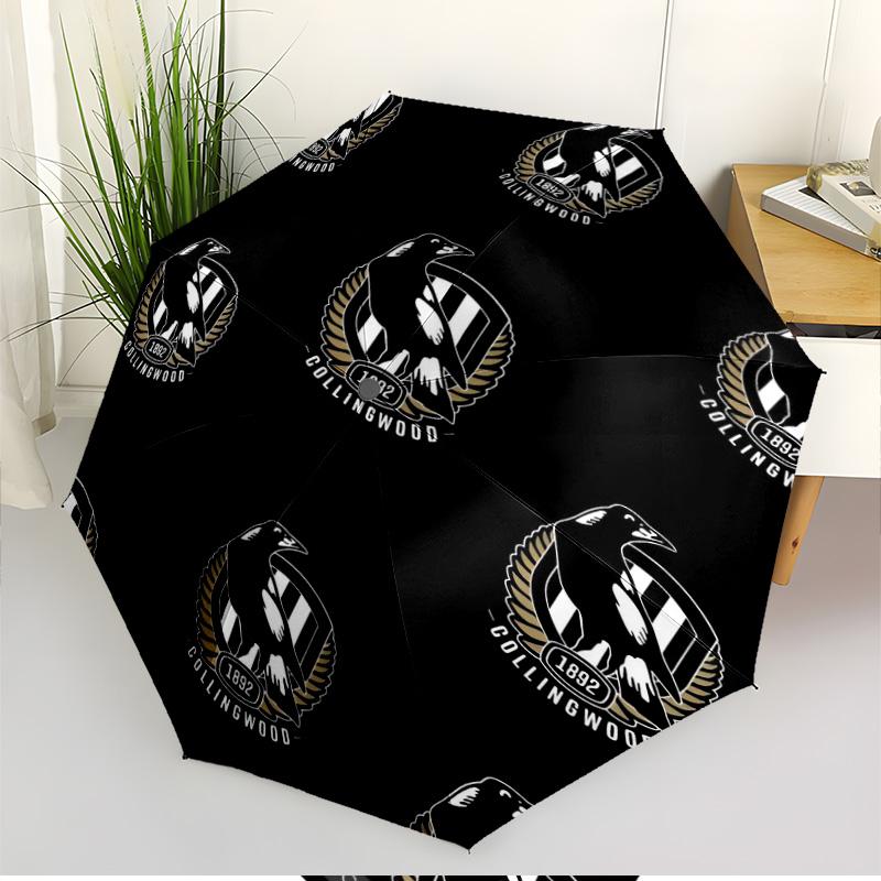 Collingwood Magpies Print Automatic Open Close Umbrella, Portable Foldable Umbrella, for Outdoor Commute Camping Trip, Ideal Birthday Gift