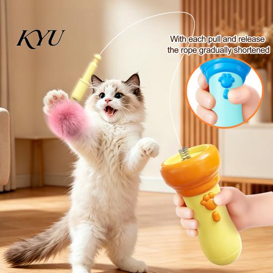 Automatic Retractable Plush Balls Electric Cat Ball Launcher, Interactive Toy One-Click Recycling, Toys for Indoor Cats with Bells Bored Kittens