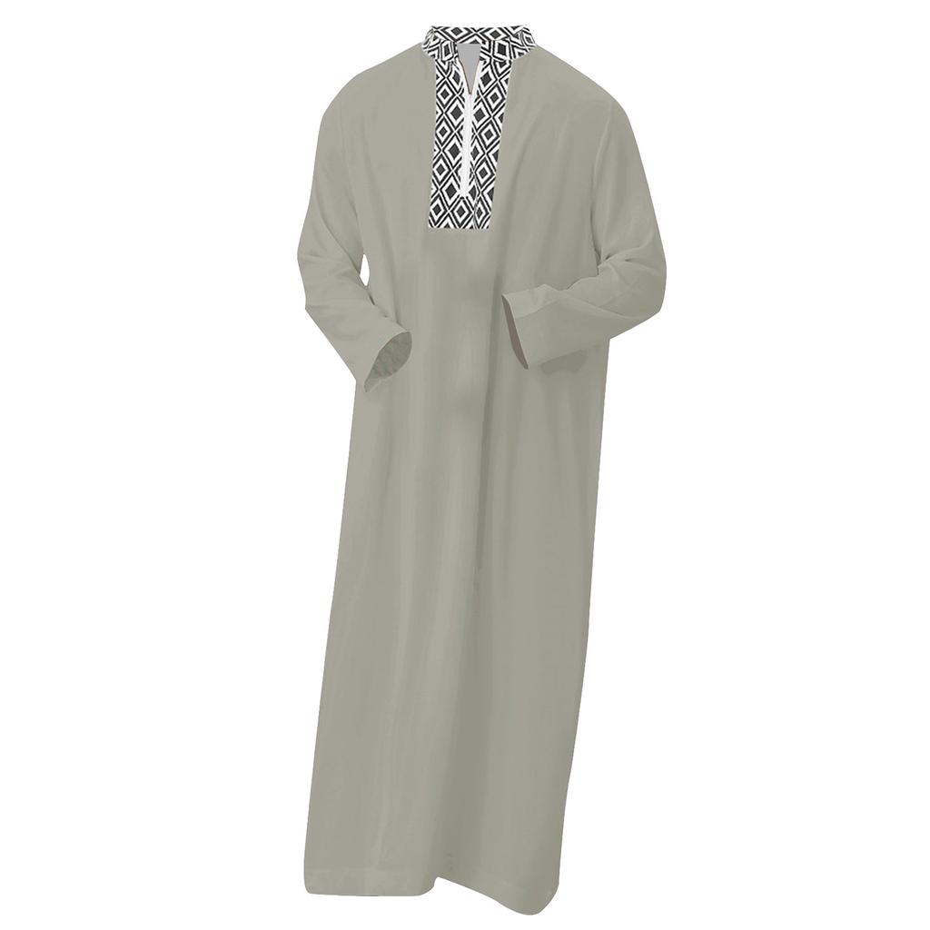 Toga Lunga da Uomo a Vestibilità Larga con Zip Frontale Collo a Camicia Tradizionale Islamico Thobe Kaftano Manica Lunga Completa Abbigliamento Casual