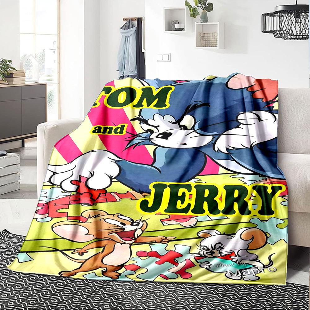 1pc Tom Jerry Flannel Blanket Soft Warm Throw for Home, Office, Travel, All-Season Cozy Bedding GiftL1195