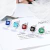Square Color Zircon Full Diamond Ear Buckle Simple Exquisite Fashion Stud Earrings
