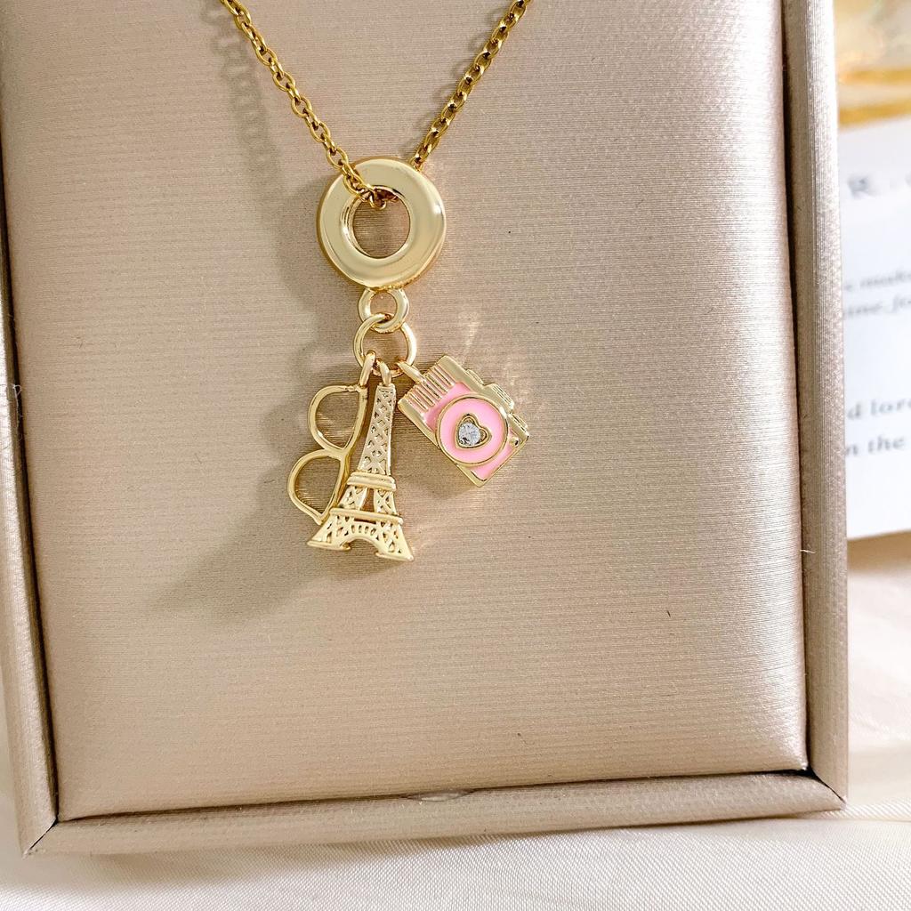 Necklace European and American aircraft camera zircon light luxury temperament gorgeous accessories fashion versatile hot sale collarbone chain women