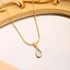 French light luxury water drop pendant titanium steel necklace for women, vintage mermaid's tears collarbone chain