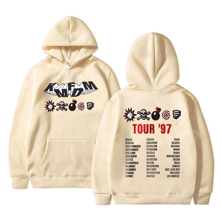 Rock Band Kmfdm Tour 97 Graphic Hoodie Men Women's Vintage Gothic Punk Pullover Hoodies Unsiex Casual Fleece Cotton Sweatshirt