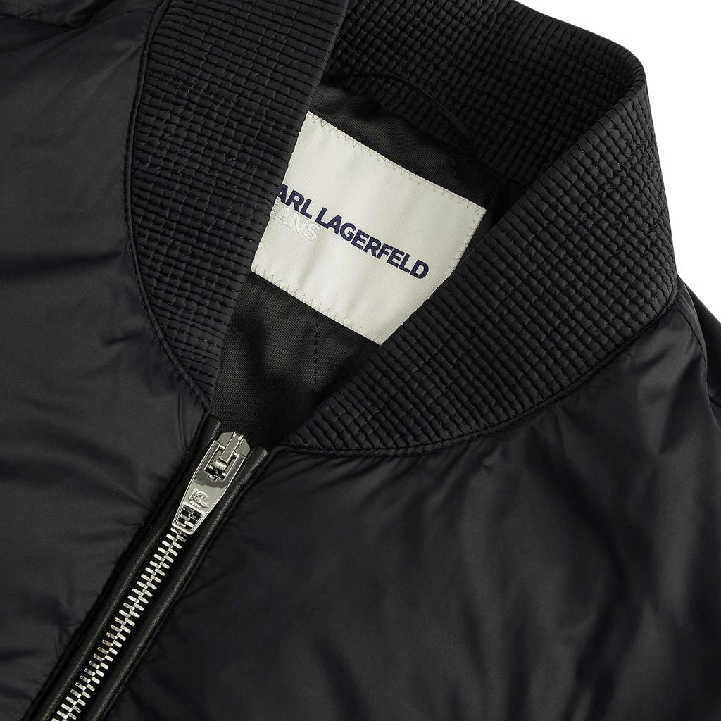Karl Lagerfeld Solid Color Baseball Collar Zipper Long Sleeve Down Jacket Men Outerwear Black 1K1D70108912