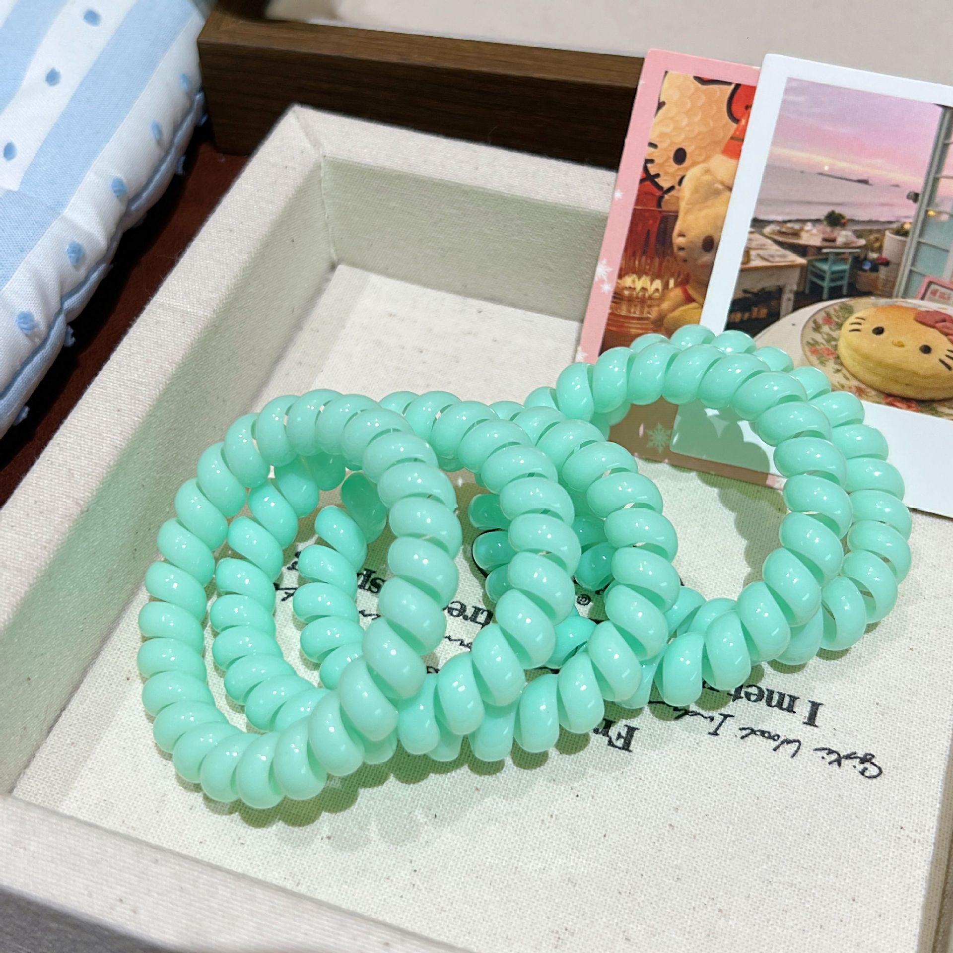 

5pc High Elasticity Telephone Cord Hair Ties Durable Spiral Hair Bands Stretch Resistant Coil Hair Elastics for Everyday Use One Size зелёный