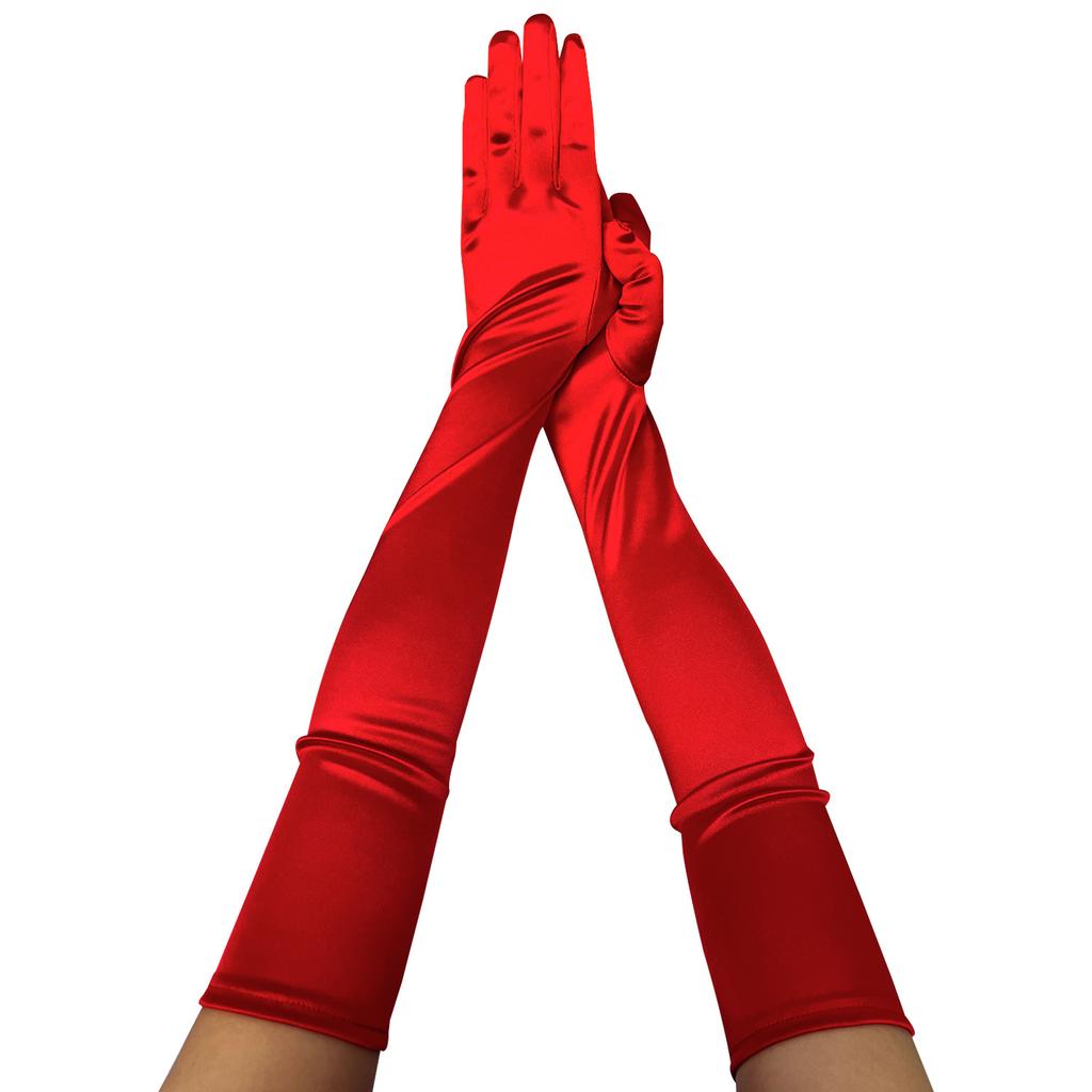 Halloween 52CM Long Stretch Satin Ball Gloves Slippery Satin Cosplay Dinner Dress Performance Gloves