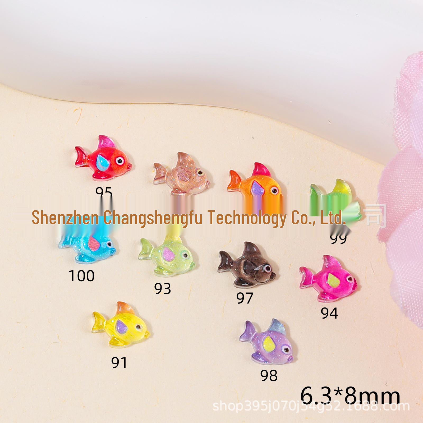 Glowing Ocean Series Cute Fish Resin Keychain Nail Art Accessories 6-Light Brown