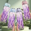 1PC Lavender Purple Flower Field 750ml Color Plastic Sports Water Bottle Leakproof Flip Straw Lid Suitable for Sports Office Home Use