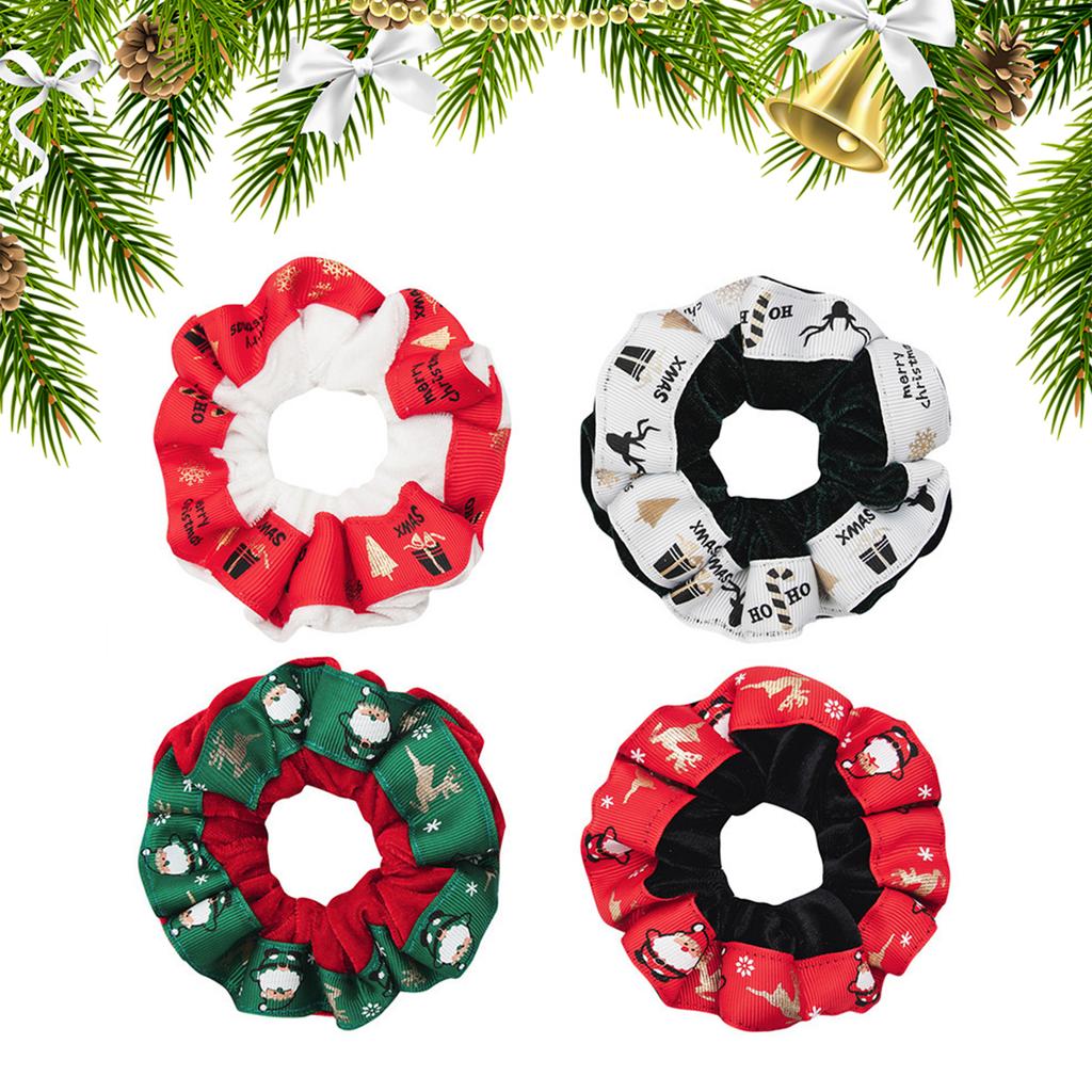 Christmas Ribbon Velvet Elastic Hair Ties for Women and Girls